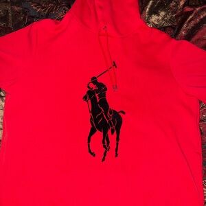 Polo Ralph Lauren Double-Knit Big Pony Felt Embroidered Red Pullover Hoodie
